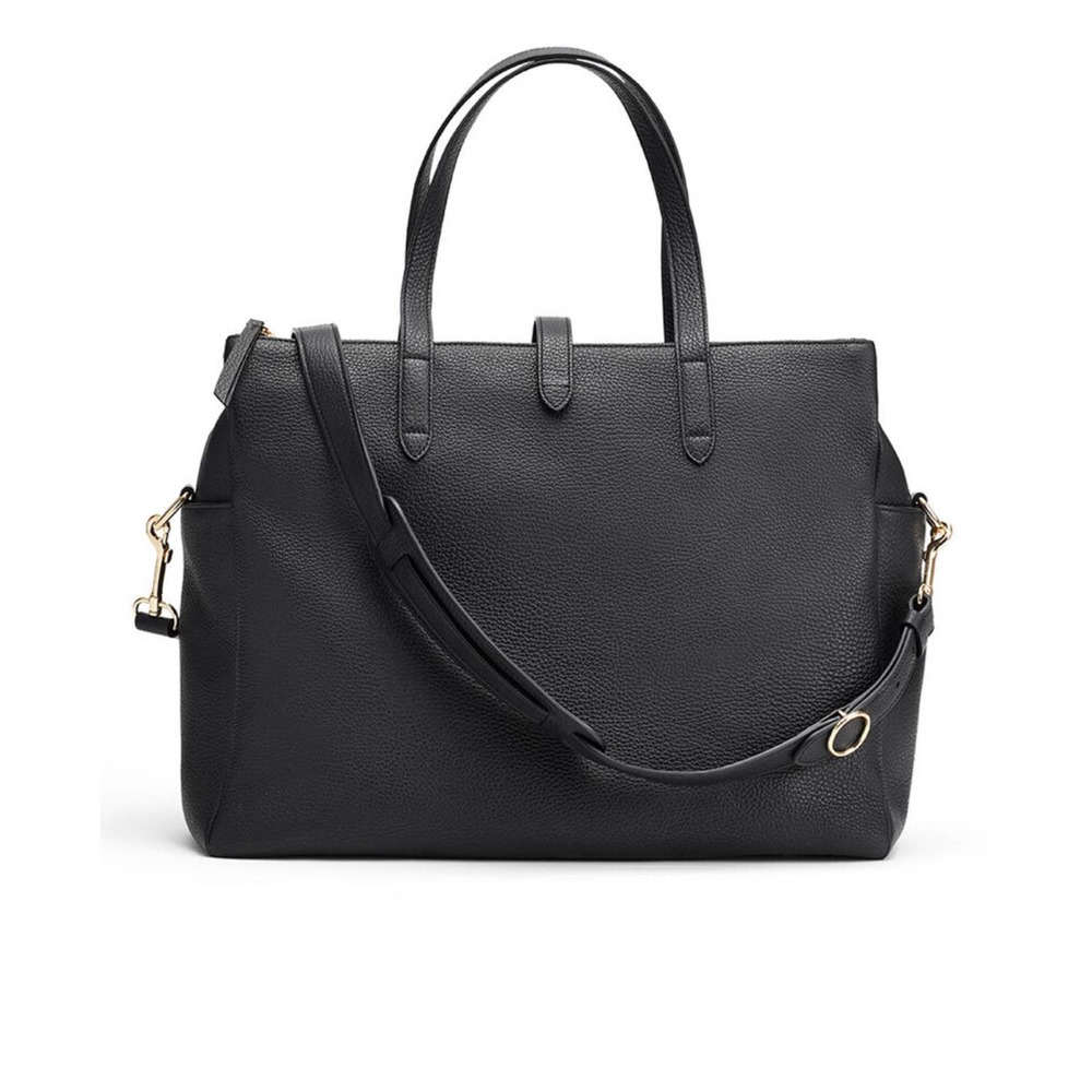 Cuyana Leather Triple Zipper Overnight Black Pebbled Leather gently used